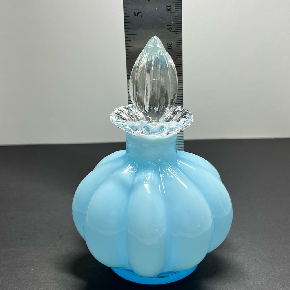 1943 Fenton Cologne Bottle & Stopper,
Blue Overlay - Picture 10 of 10